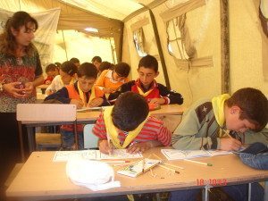 Campers studying.
