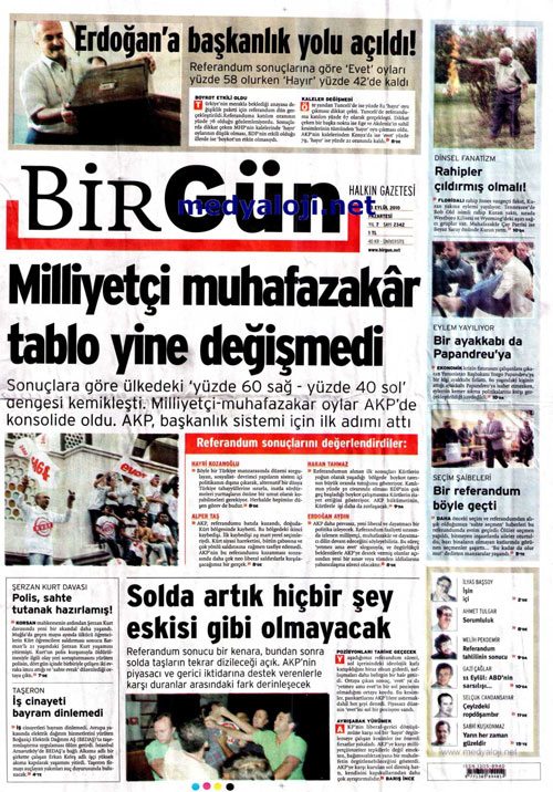 The front page of Birgun.