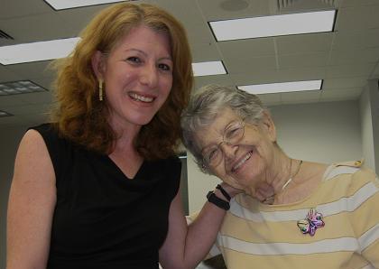 GenEd Education Director Sara Cohan (left) and Holocaust survivor Miriam Schezinger at Tallahassee Community College