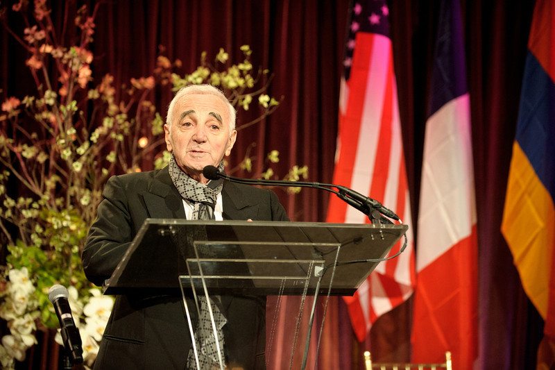 Aznavour addresses the attendees. (Photo by Edmond Terakopian)