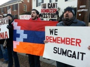 AYF 022814 protest2 300x225 Sumgait, Baku Pogroms Commemorated in Washington