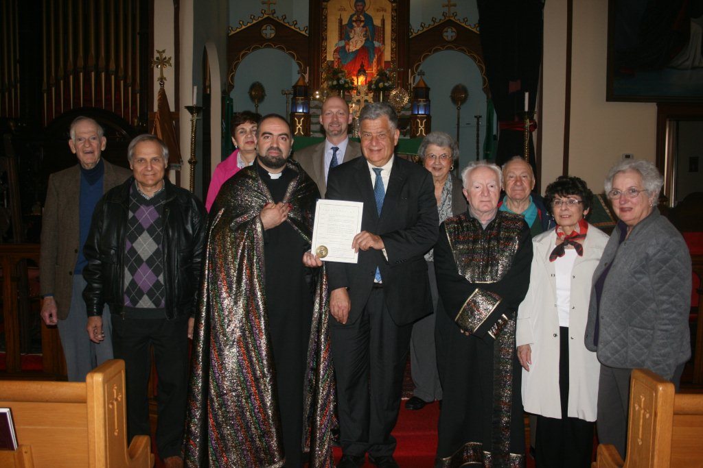 Greater Haverhill Armenians gather at the Armenian Apostolic Church at Hye Pointe for the 99th anniversary of the Armenian Genocide, led by Mayor James Fiorentini and Rev. Fr. Vart Gyozalian, pastor.