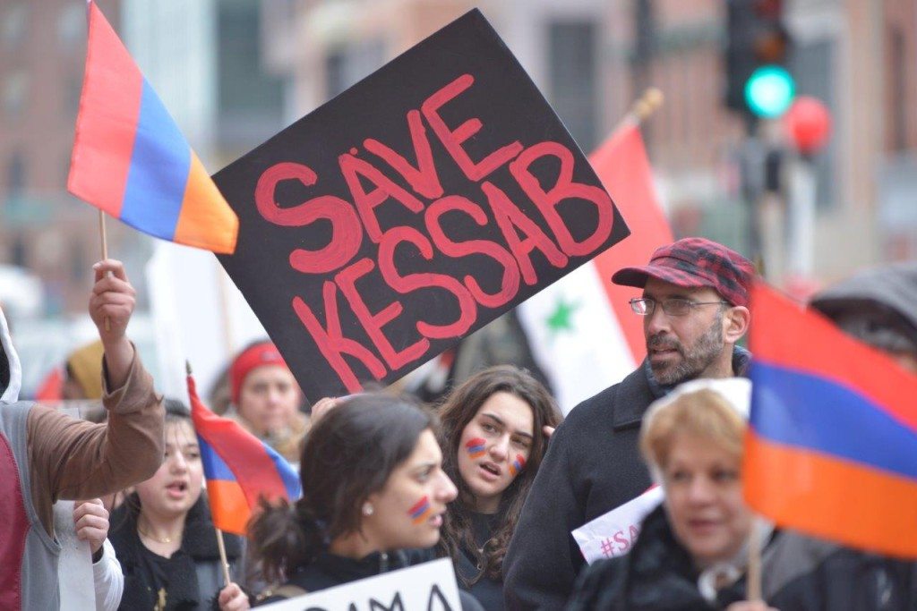 A scene from the protest in Boston (photo by Ken Martin)