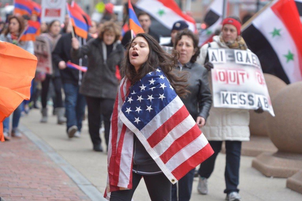 A scene from the protest in Boston (photo by Ken Martin)