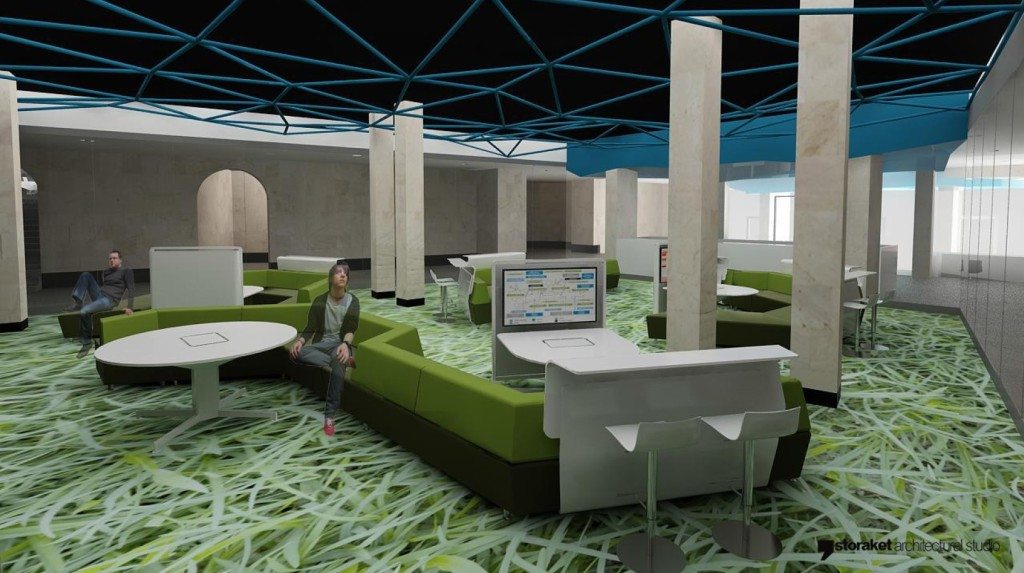 A rendering of what the Mihran and Elizabeth Agbabian Hall may look like post-renovation. 